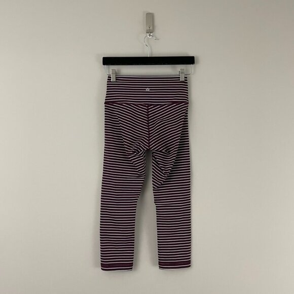 Lululemon Wunder Under Crop Leggings Parallel Stripe Dark Adobe Size 6 - Picture 2 of 7